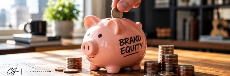 Brand Equity piggy bank collecting deposits
