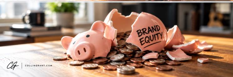 A smashed Brand Equity piggy bank