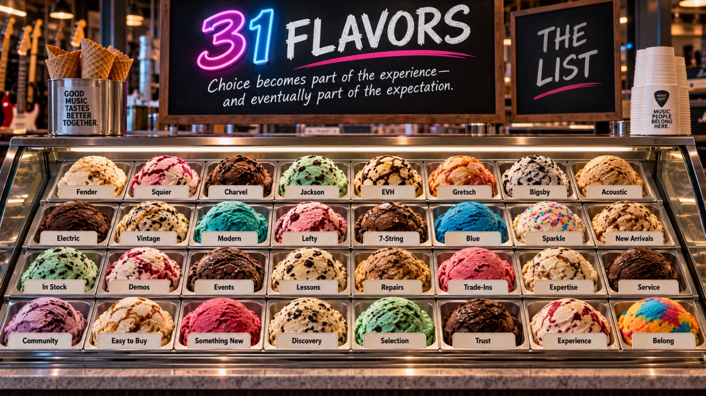 31 Flavors retail assortment concept